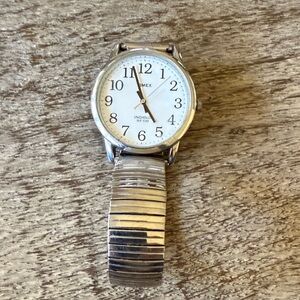 Timex Silver Watch with White Face
